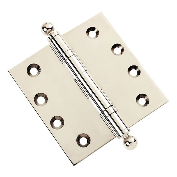 Embassy 4-1/2 x 4-1/2 Solid Brass Ball Bearing Hinge, Polished Nickel Finish Ball Tips 4545BBUS14B-1 - main